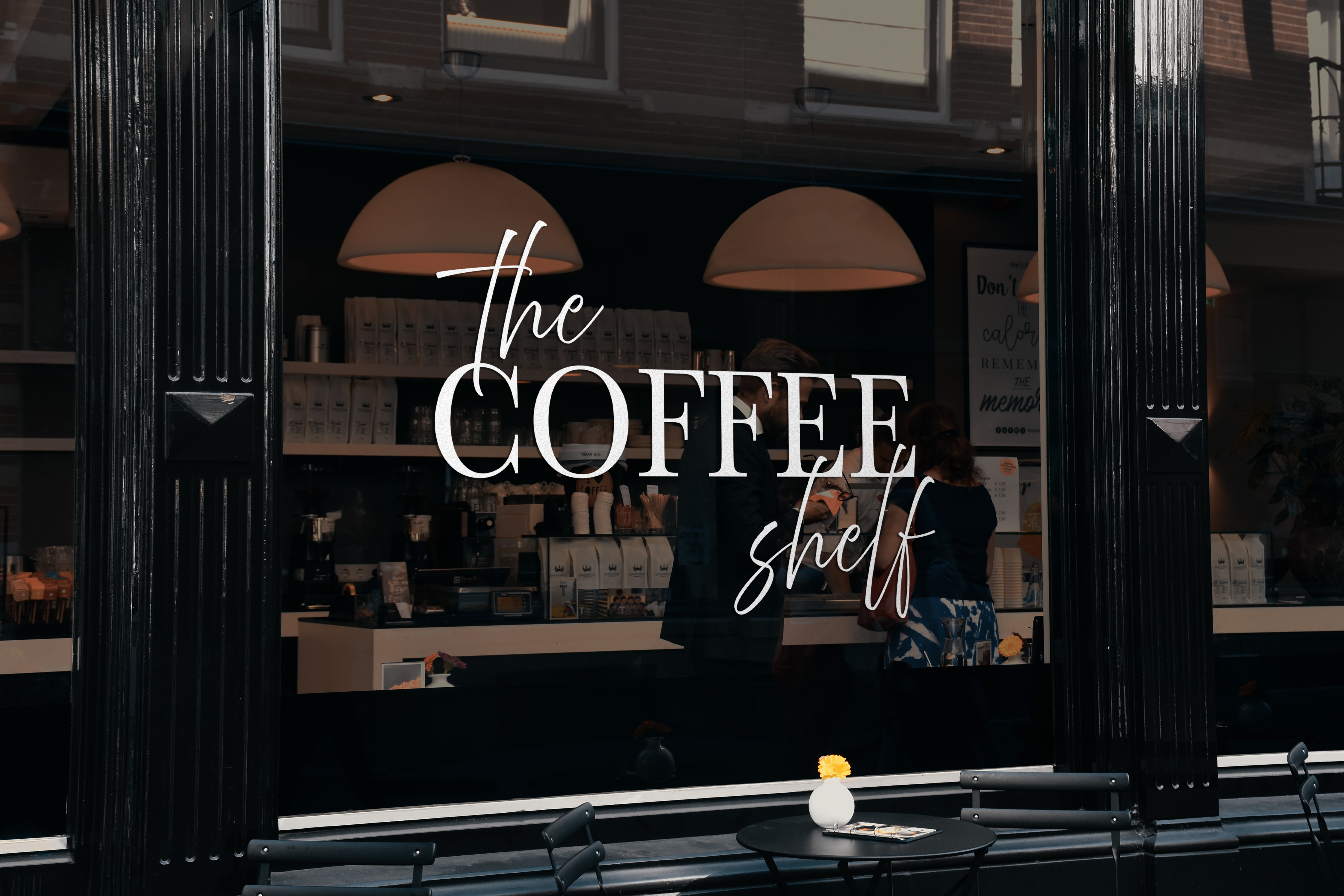 the coffee shelf window decal